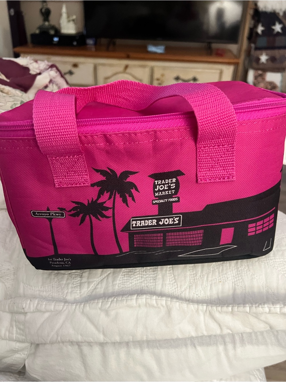 Pink Insulated Trader Joe's Tote Bag